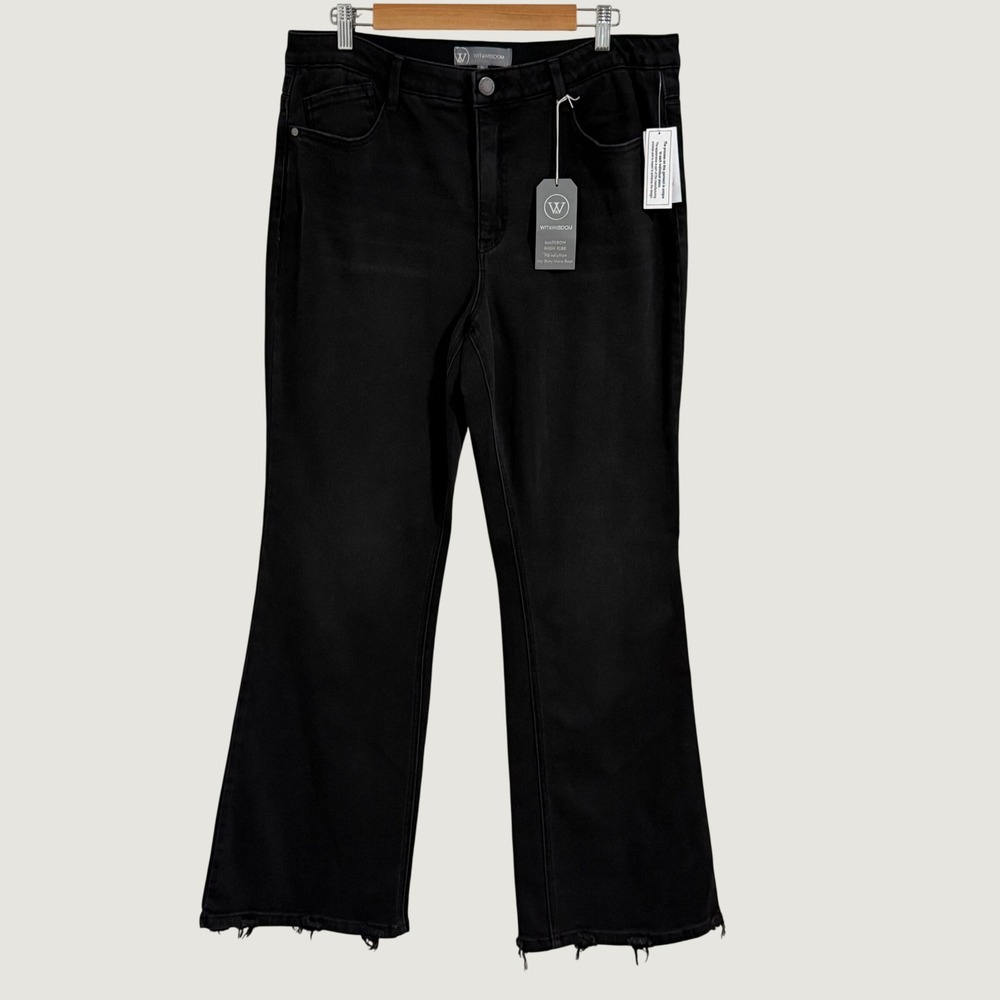 Wit Wisdom Madison Itty Bitty Boot Jeans Womens 16 Black NWT Bootcut Stretch